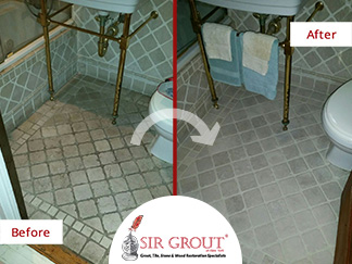 Before and After Picture of a Stone Cleaning Service in Manhattan, NY