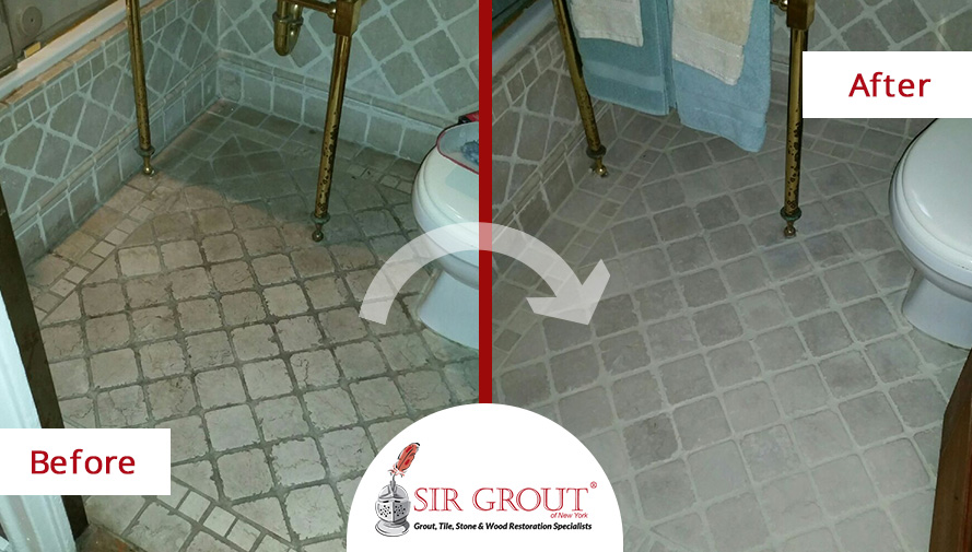 Before and After Picture of a Stone Cleaning Service in Manhattan, NY