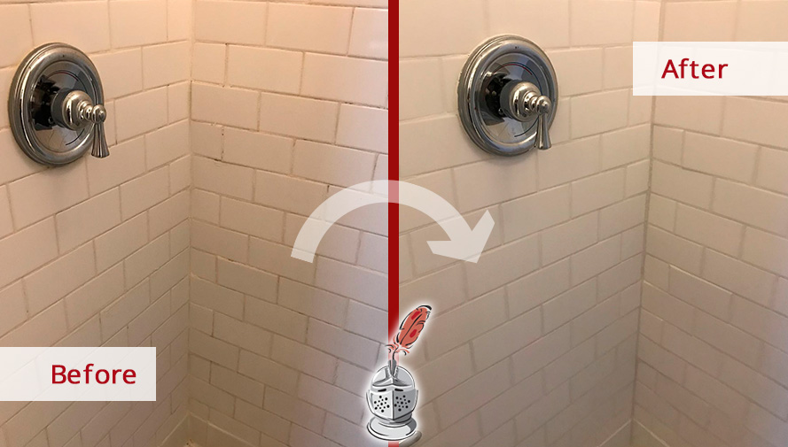 Before and After Picture of a Tile Bathroom Grout Sealing Service in Soho, New York