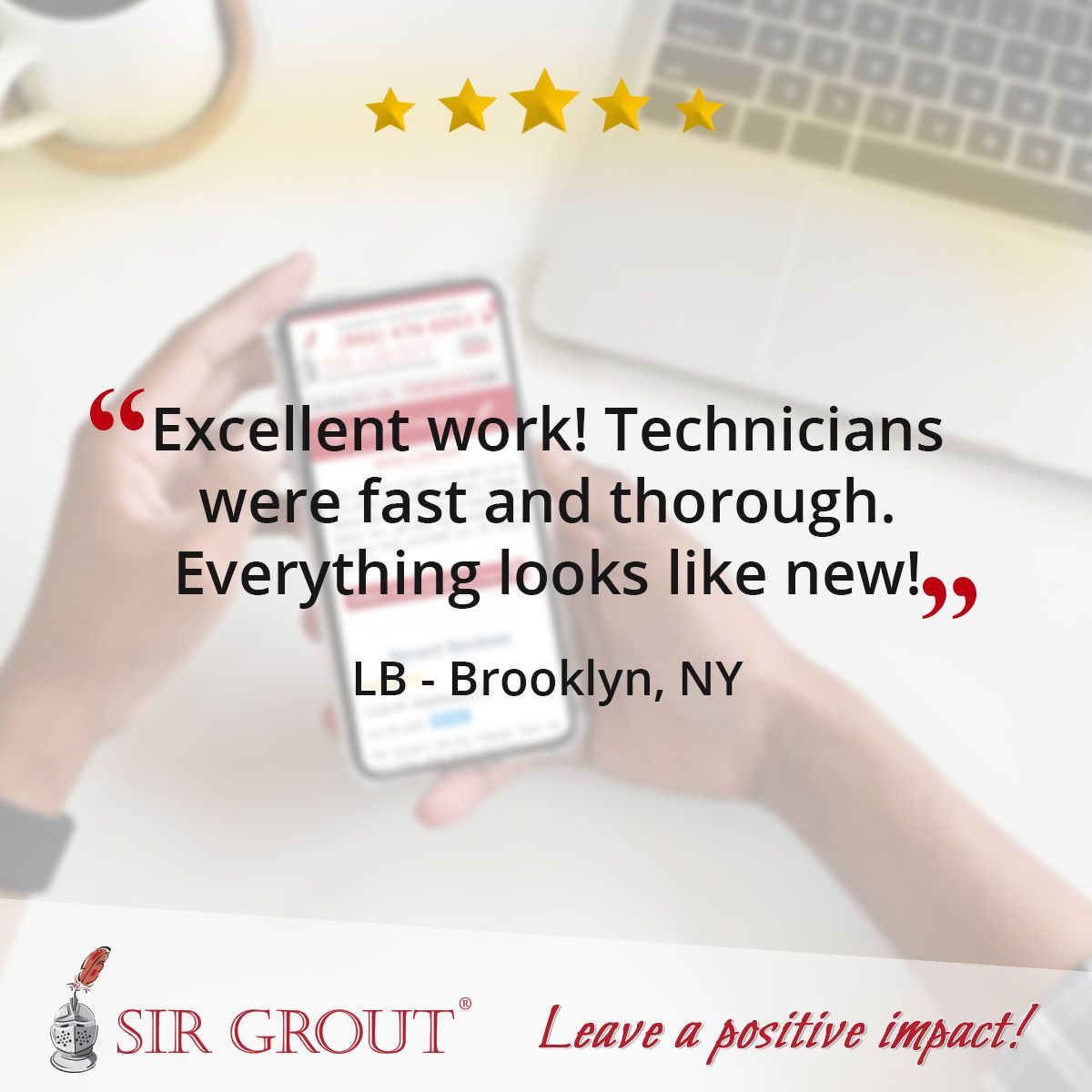 Excellent work! Technicians were fast and thorough. Everything looks like new!