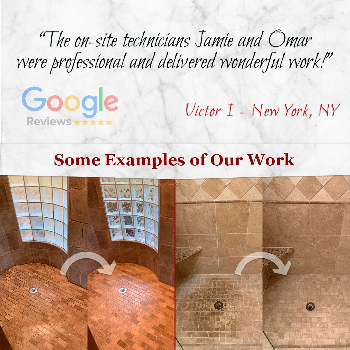 The on-site technicians Jamie and Omar were professional and delivered wonderful work!